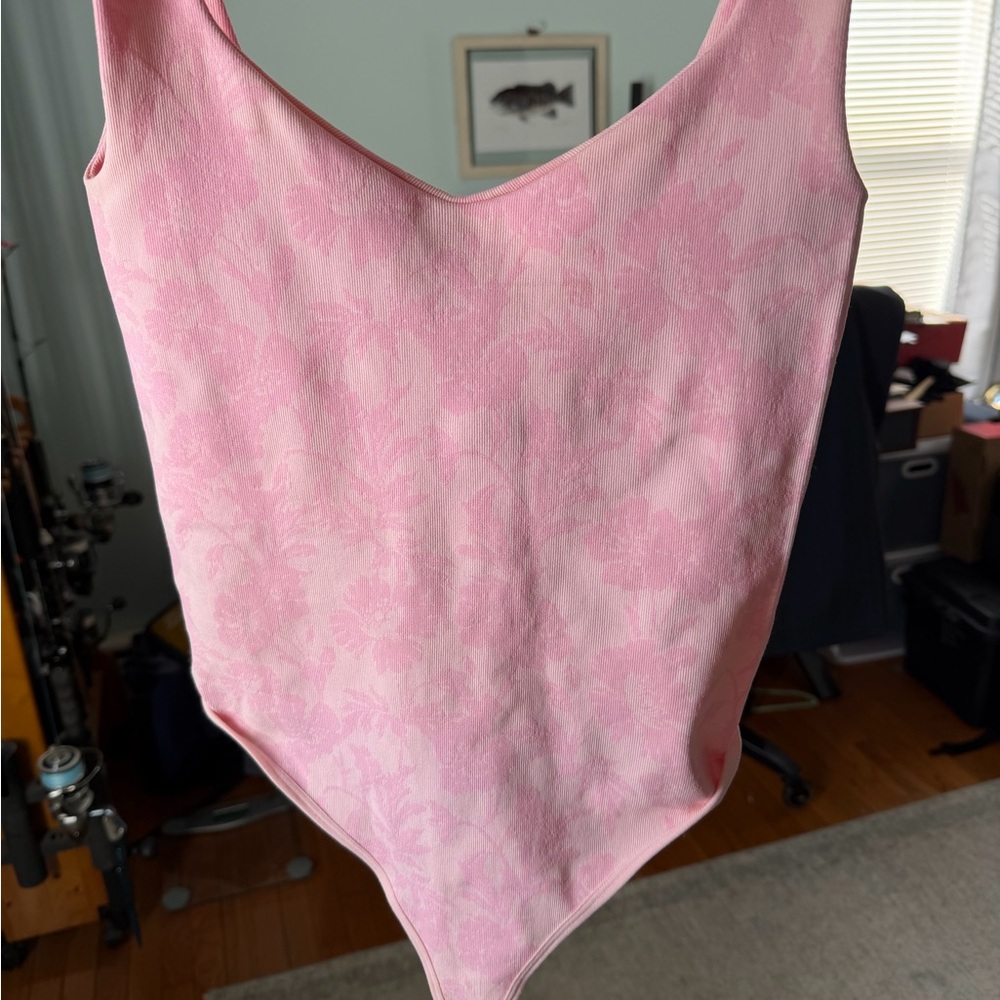 Free People Blush Pink Floral Bodysuit